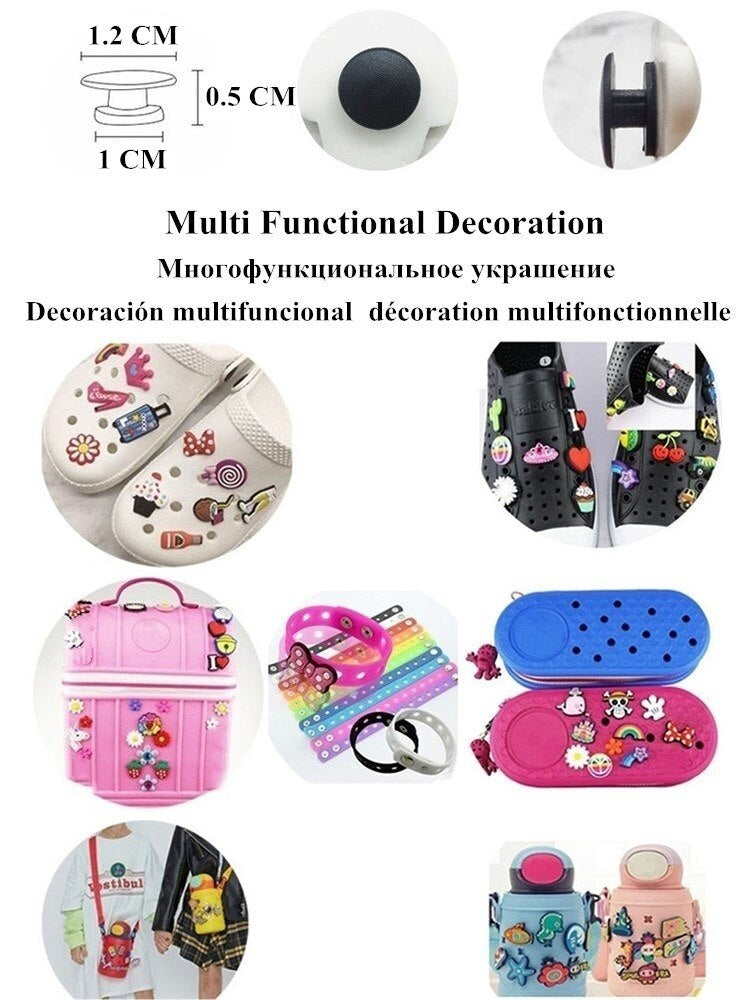 Anykidz 20Pcs Random Color Funny Pattern Shoe Charm Accessories Jeans Clogs Pendants Designer Ornament Jibbitz for Crocs-Shoe Accessories-PEROZ Accessories
