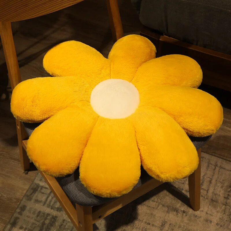 Anyhouz Plush Pillow Yellow White Flower Shape Stuffed Soft Pillow Seat Cushion Room Decor 60cm-Pillow-PEROZ Accessories