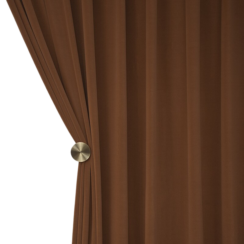 Anyhouz 100cm Chocolate High Quality Modern Wool Velvet Blackout Curtains for Living Room Bedroom Dining Luxury Window Drape-Curtains & Drapes-PEROZ Accessories