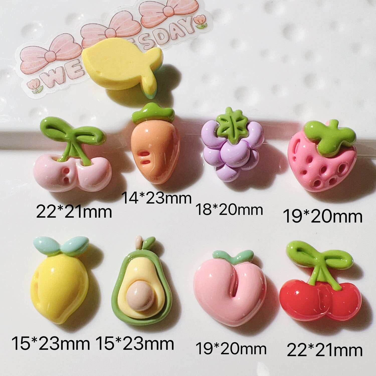 Anykidz 8pcs Shiny Fruit Design Shoe Charm Accessories Jeans Clogs Pendant Pin Designer Ornament Jibbitz for Crocs-Shoe Charms-PEROZ Accessories