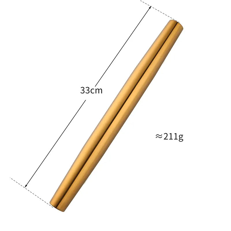 Anygleam New Gold Stainless Steel 1 Pc Stainless Steel Rolling Pin for Buffet and Restaurant Kitchenware-Kitchen Tools & Utensils-PEROZ Accessories