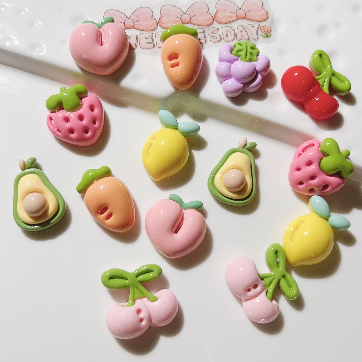 Anykidz 8pcs Shiny Fruit Design Shoe Charm Accessories Jeans Clogs Pendant Pin Designer Ornament Jibbitz for Crocs-Shoe Charms-PEROZ Accessories