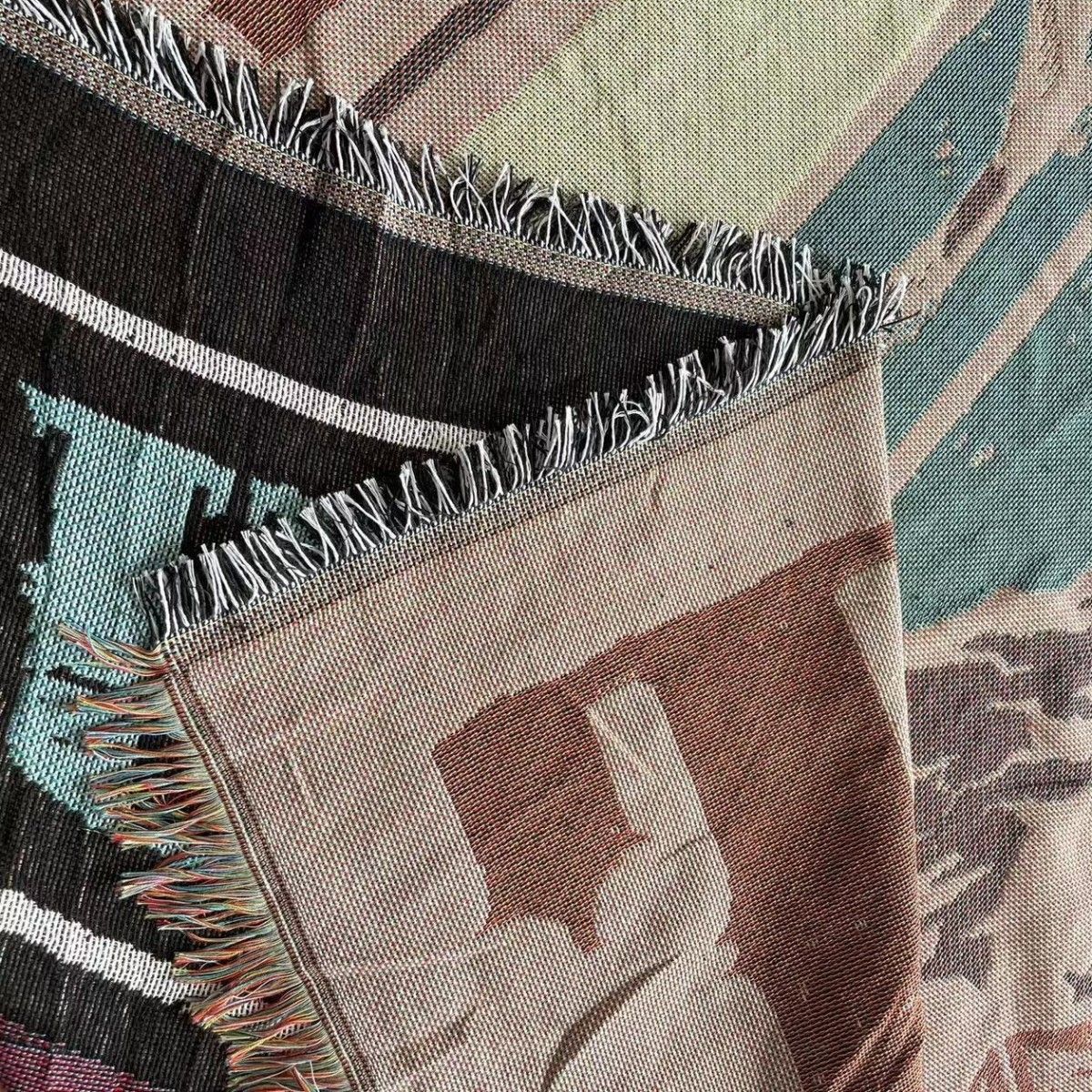 Anyhouz Wanderlust Campfire Throw Blanket Cozy Sofa Couch Bed Cover Outdoor Camping Mat Home Decor Tapestry with Tassel-Blankets-PEROZ Accessories