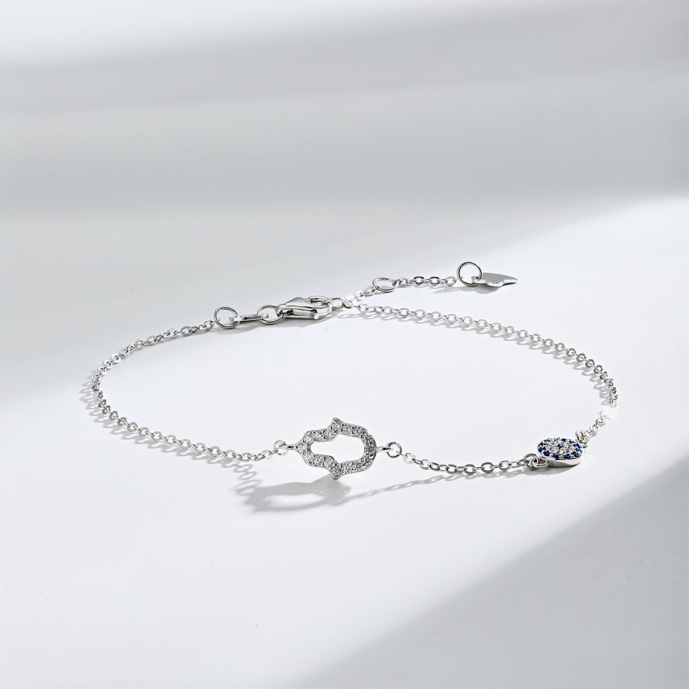 Anyco Bracelet Gold Platted Cubic Zircon Bracelet Blue Big Stone Eye Jewellery Hand Bracelet Diamond Women-Bracelets-PEROZ Accessories
