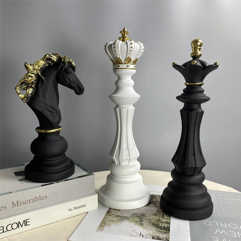 Anyhouz Home Figurine Chess Piece Black Queen Medium Resin for Living Room Desktop Decoration Accessories Gifts-Sculptures & Statues-PEROZ Accessories