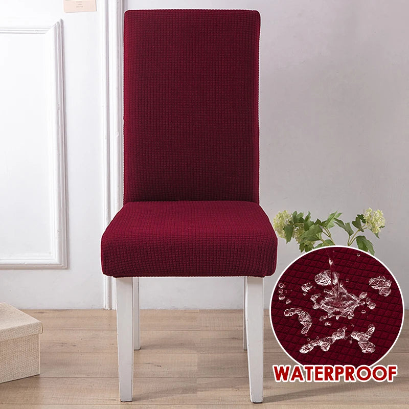 Anyhouz Chair Cover Wine Red Corn Kernels Waterproof Universal Size for Dining Room Stretch Seat Slipcovers-Chair Cover-PEROZ Accessories