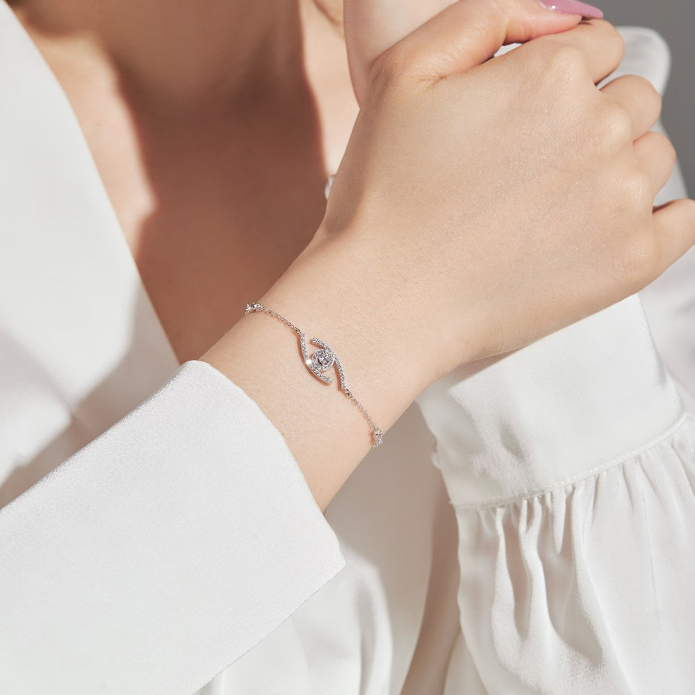 Anyco Bracelet Silver Geometric Polished Eye Diamond Ajustable Bracelet Custom Devil Eye Bracelets For Women-Bracelets-PEROZ Accessories