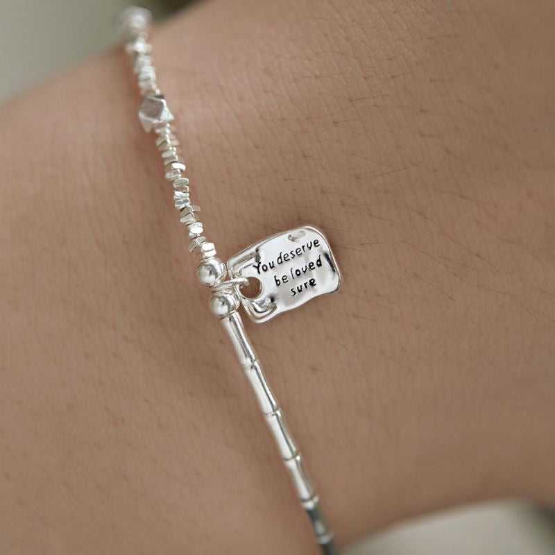 Anyco Bracelet Hypoallergenic 925 Sterling Silver Bracelet Irregular Broken Beaded Silver Pendant Bracelets Bangles for Women-Bracelets-PEROZ Accessories