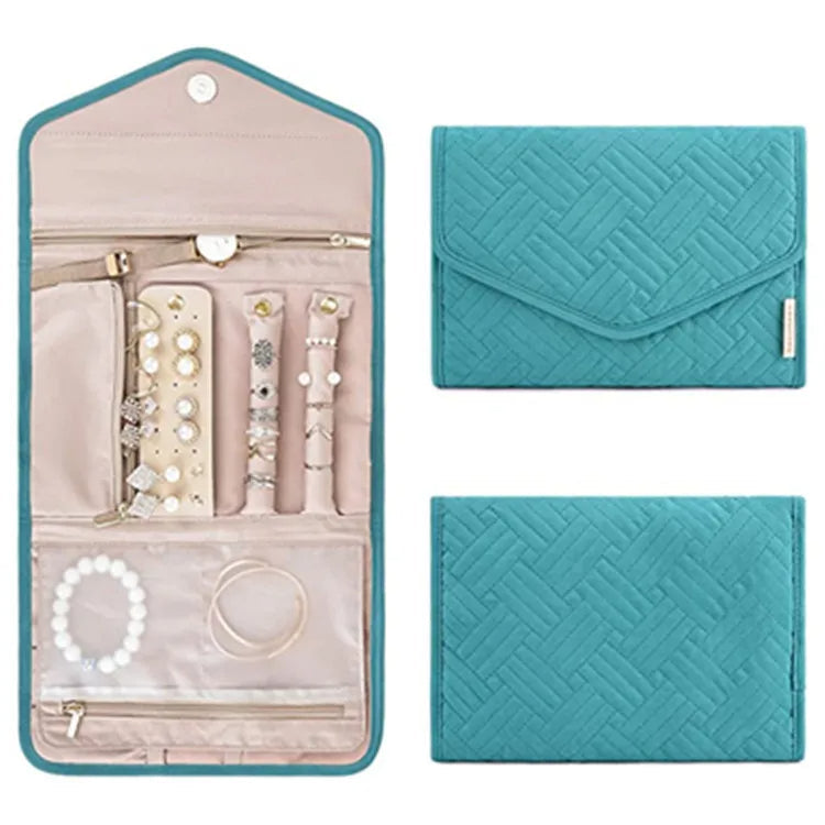 Anyhouz Jewelry Storage Foldable Case Blue Small Portable for Journey Earrings Rings Diamond s Brooches Storage Bag-Jewellery Holders & Organisers-PEROZ Accessories