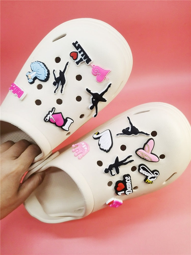 Anykidz 24Pcs Random Color Ballet Dance Shoe Charm Accessories Jeans Clogs Pendants Designer Ornament Jibbitz for Crocs-Shoe Accessories-PEROZ Accessories