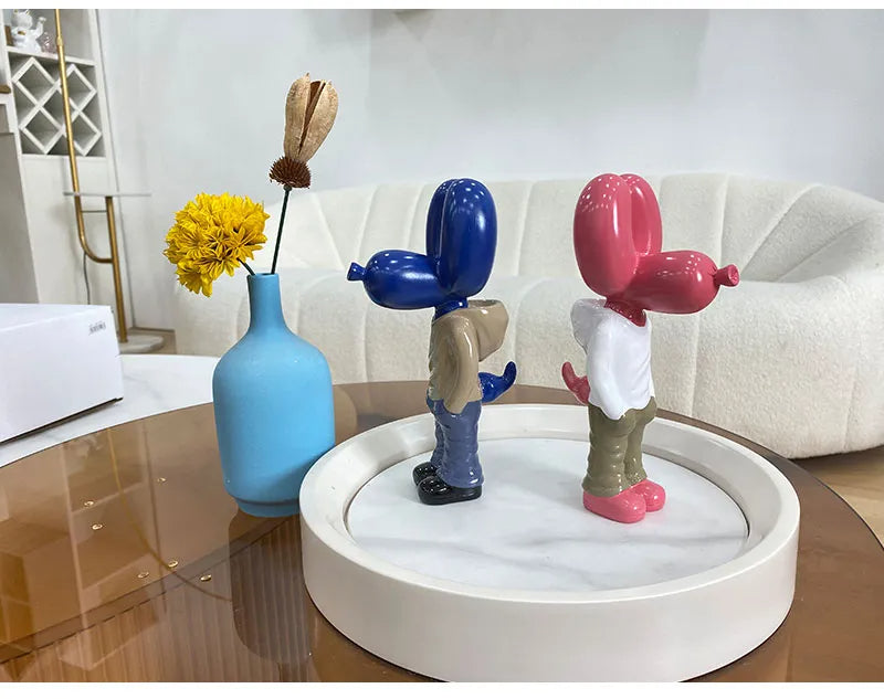Anyhouz Home Figurine Balloon Dog Statue Blue 7inch Street Art Resin for Living Room Desktop Decoration Accessories Gifts-Sculptures & Statues-PEROZ Accessories