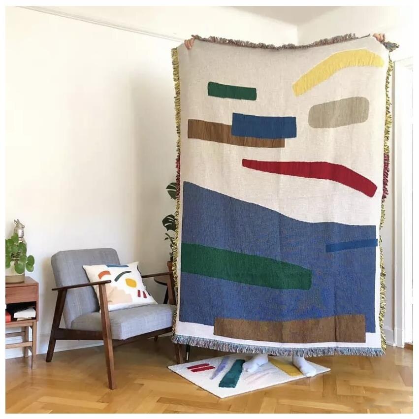Anyhouz Nordic Minimalist Throw Blanket Cozy Sofa Couch Bed Cover Outdoor Camping Mat Home Decor Tapestry with Tassel-Blankets-PEROZ Accessories