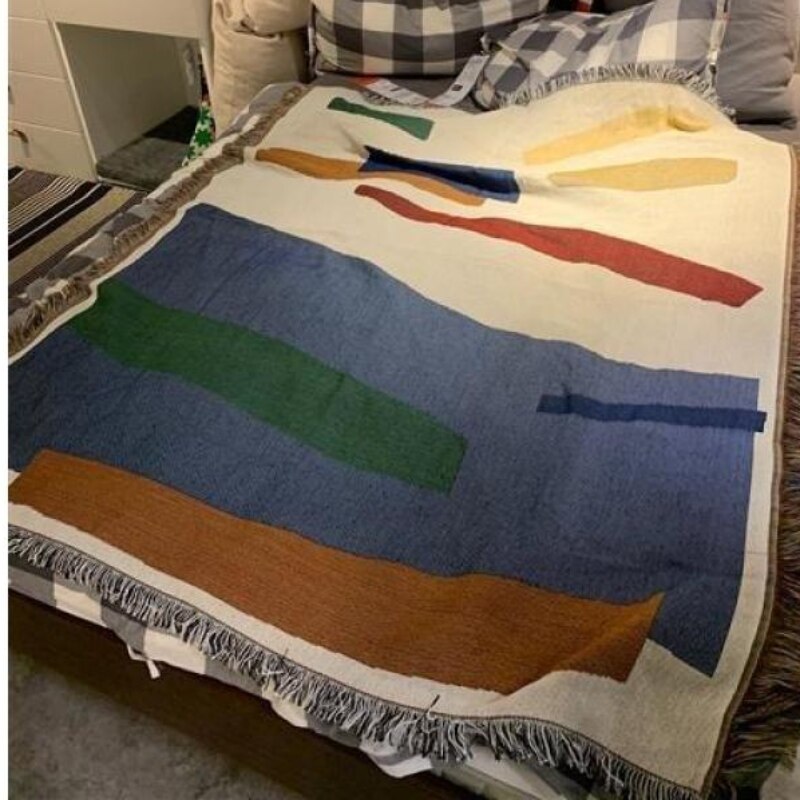 Anyhouz Nordic Minimalist Throw Blanket Cozy Sofa Couch Bed Cover Outdoor Camping Mat Home Decor Tapestry with Tassel-Blankets-PEROZ Accessories