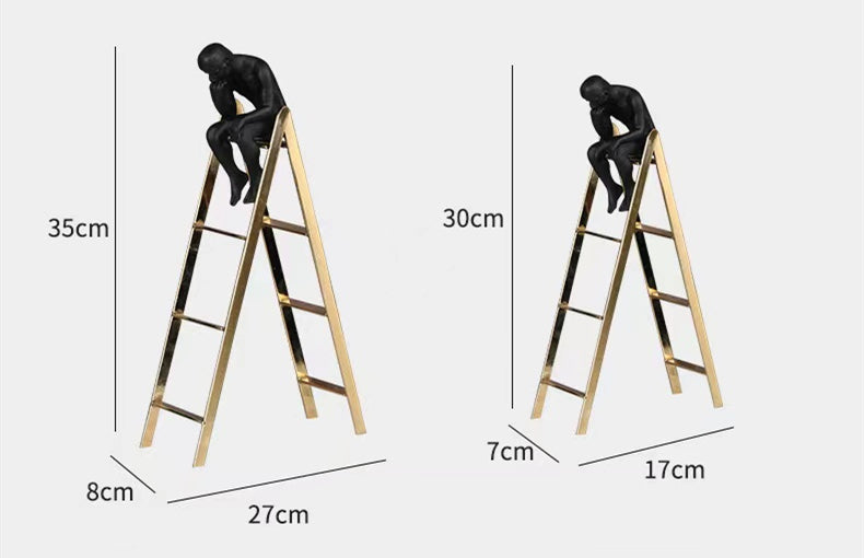 Anyhouz 30cm Man Sitting on a Ladder Tabletop Home Decor Modern Art Living Room Display House Decorative Crafts Metal Ornaments-Tabletop Decor-PEROZ Accessories