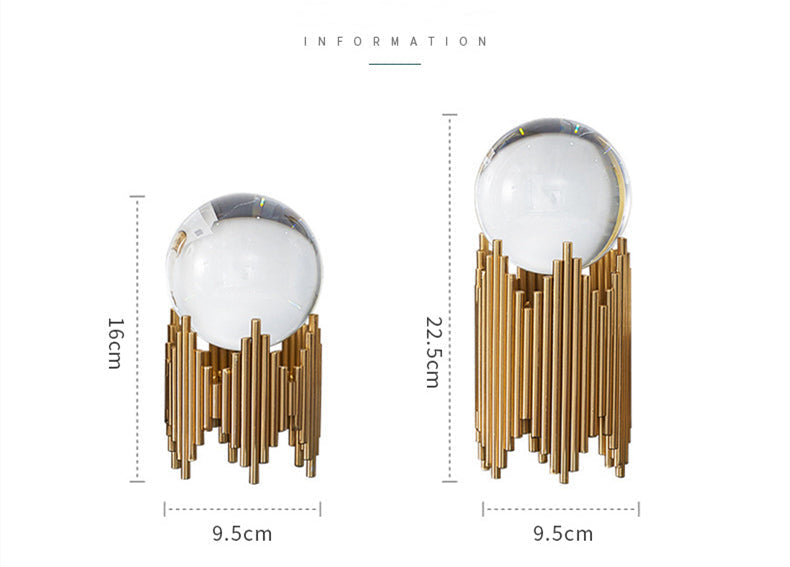 Anyhouz 20cm Luxury Gold Metal Crystal Ball Tabletop Home Decor Modern Art Living Room Display House Decorative Crafts Metal Ornaments-Ornaments-PEROZ Accessories