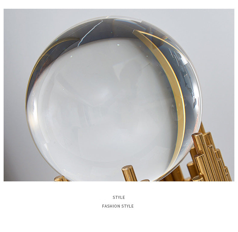 Anyhouz 20cm Luxury Gold Metal Crystal Ball Tabletop Home Decor Modern Art Living Room Display House Decorative Crafts Metal Ornaments-Ornaments-PEROZ Accessories