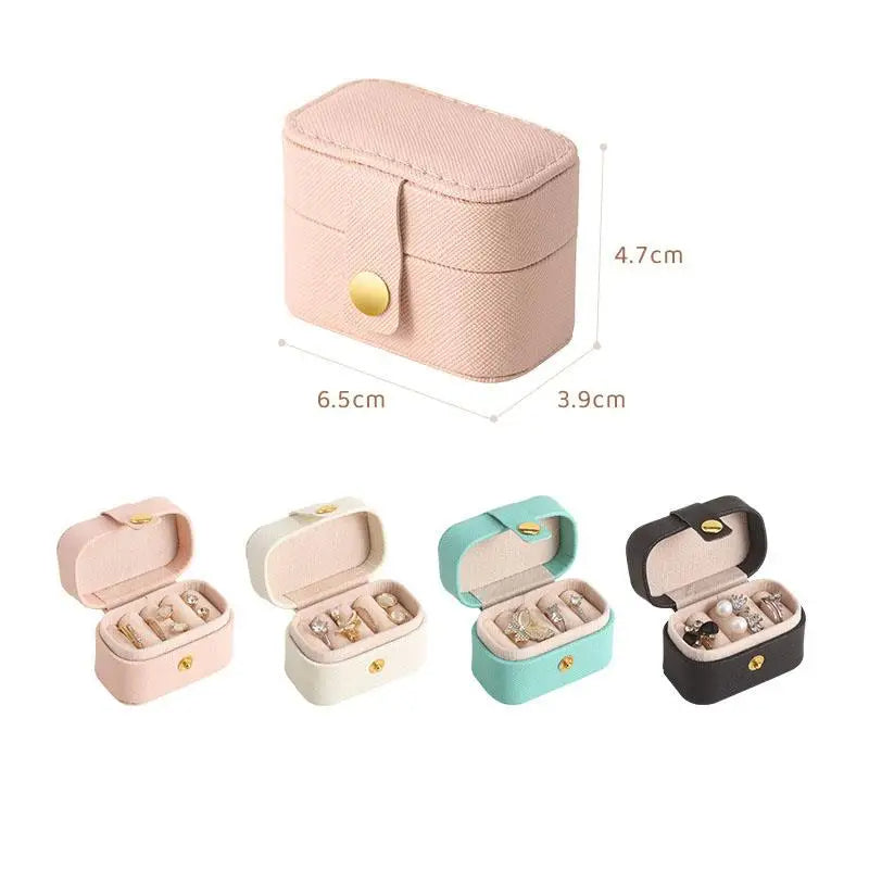 Anyhouz Jewelry Storage Mini Ring Box Portable 1pc Black Organizer Display Travel Simple Mini Gift Case Boxes Leather Earring Necklace Holder-Jewellery Holders &amp; Organisers-PEROZ Accessories