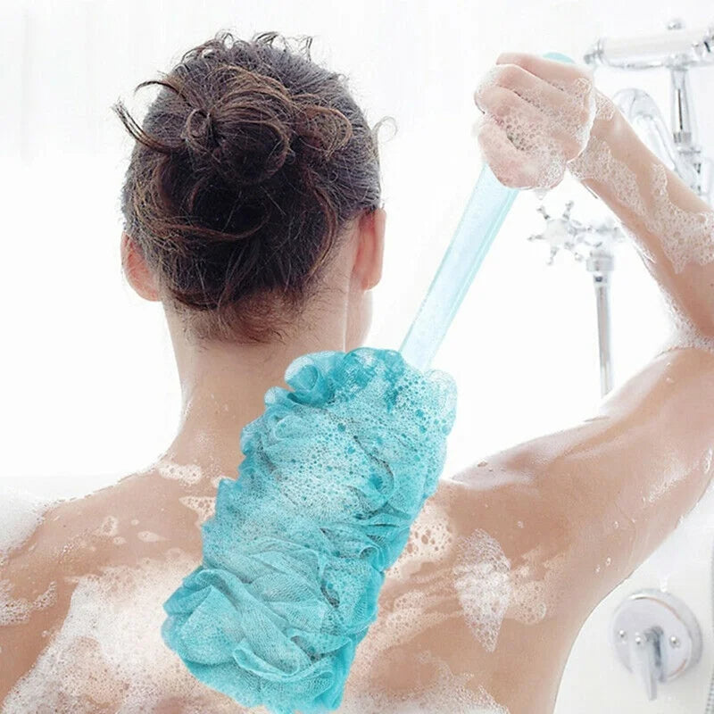 Anyhouz Long Handle Back Exfoliating Scrubber Sponge Pink Soft Mesh Exfoliating Bath Bubble Hanging Back Body Bath Shower-Bathroom and Toilet Accessories-PEROZ Accessories