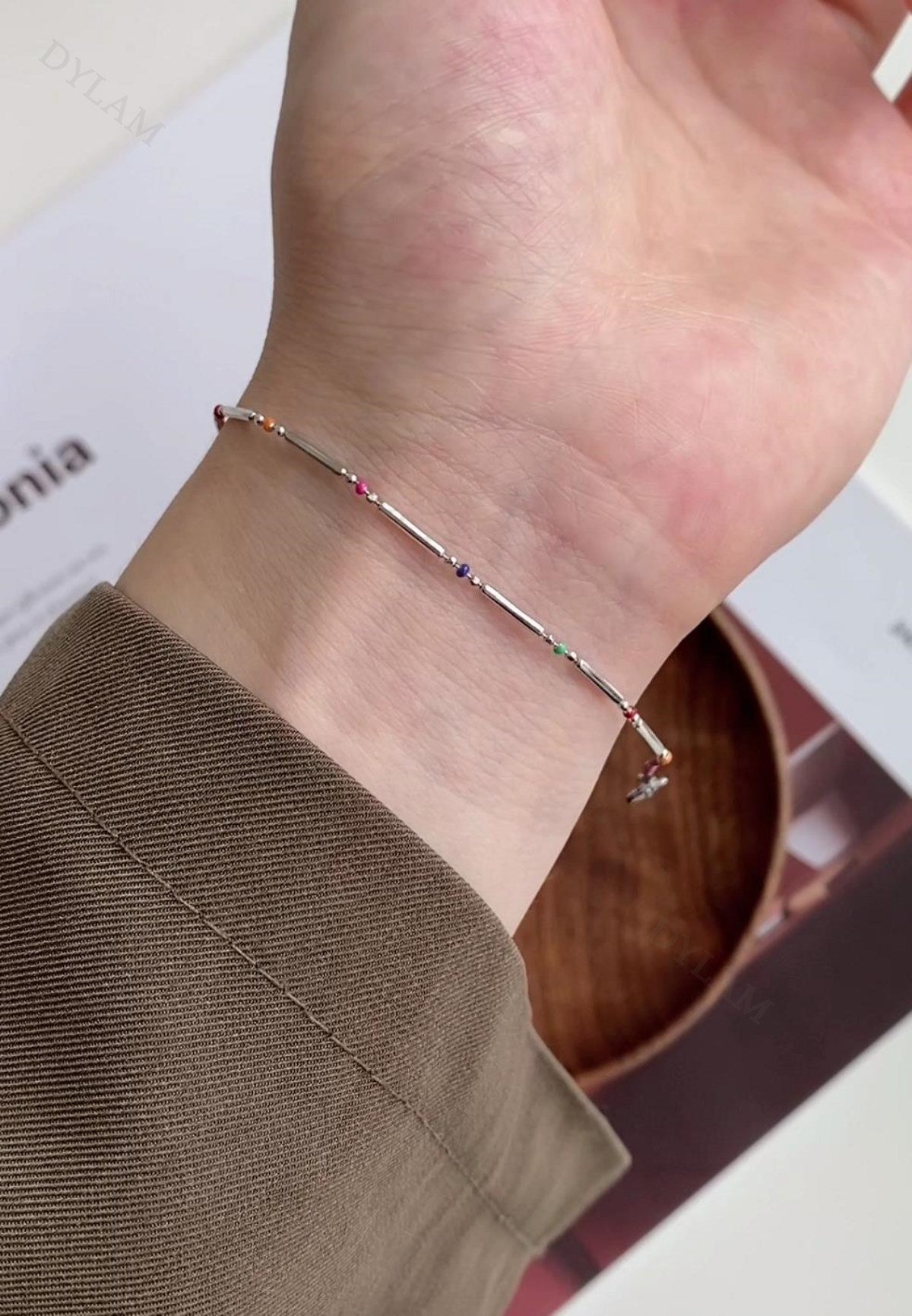 Anyco Bracelet Bohemian Colorful Cubic Zirconia 925 Sterling Silver Charm Bracelet For Women Jewelry-Bracelets-PEROZ Accessories