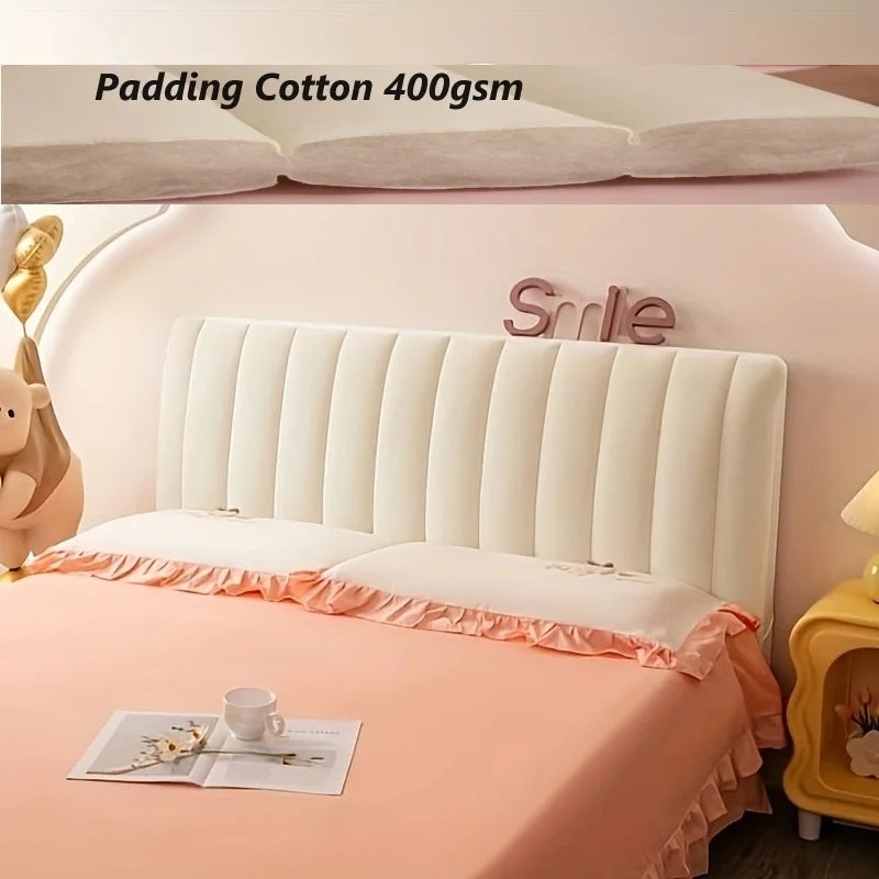 Anyhouz Headboard Cover Khaki Short Plush Super Soft Smooth Quilted Velvet Bed Back Dust Protector Cover 120x70cm-Bed Headboard-PEROZ Accessories