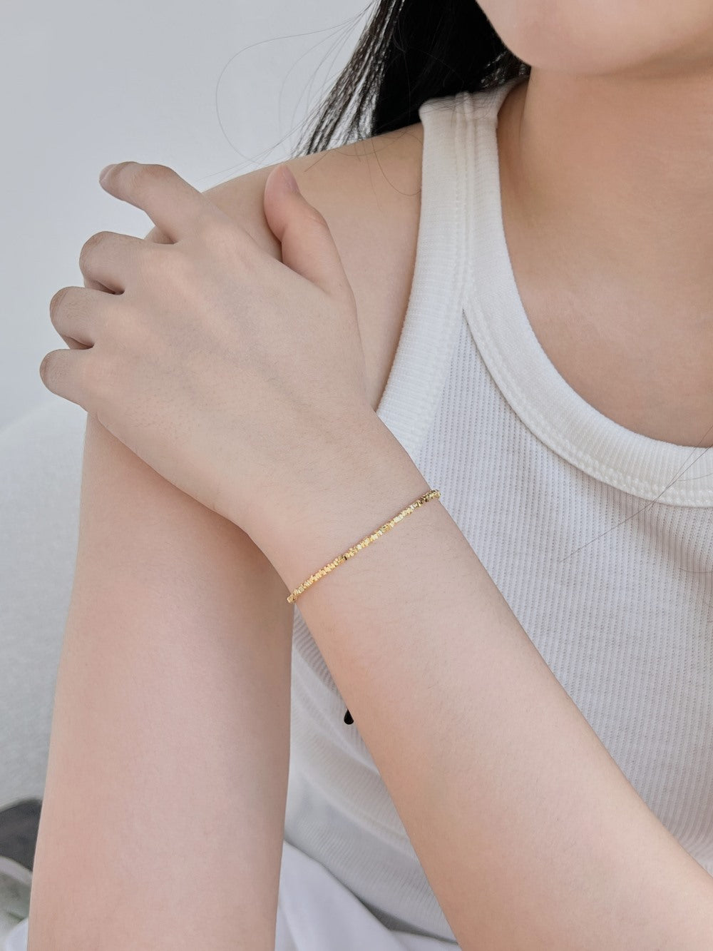 Anyco Bracelet Trendy Minimalist Design 925 Sterling Silver chain link 18K Gold Plated Beaded Bracelets Women-Bracelets-PEROZ Accessories