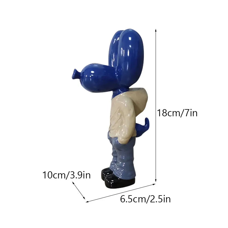 Anyhouz Home Figurine Balloon Dog Statue Blue 7inch Street Art Resin for Living Room Desktop Decoration Accessories Gifts-Sculptures & Statues-PEROZ Accessories