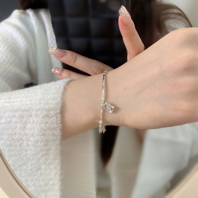Anyco Bracelet Hypoallergenic 925 Sterling Silver Bracelet Irregular Broken Beaded Silver Pendant Bracelets Bangles for Women-Bracelets-PEROZ Accessories
