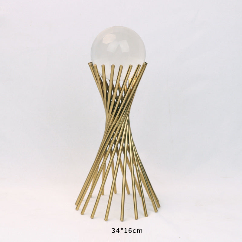 Anyhouz 34cm Crystal Ball Tabletop Home Decor Modern Art Living Room Display House Decorative Crafts Metal Ornaments-Tabletop Decor-PEROZ Accessories