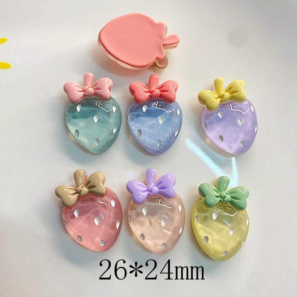 Anykidz 6pcs Crystal Strawberry Design Shoe Charm Accessories Jeans Clogs Pendant Pin Designer Ornament Jibbitz for Crocs-Shoe Charms-PEROZ Accessories