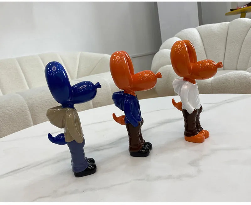 Anyhouz Home Figurine Balloon Dog Statue Blue 7inch Street Art Resin for Living Room Desktop Decoration Accessories Gifts-Sculptures & Statues-PEROZ Accessories