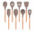 Anygleam Kitchen Utensils 8 Set Natural Beech Wooden Handle Cookware Tool Heat Resistant Non Stick Accessories-Spatula and Shovel-PEROZ Accessories