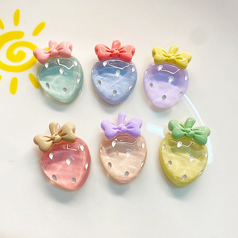 Anykidz 6pcs Crystal Strawberry Design Shoe Charm Accessories Jeans Clogs Pendant Pin Designer Ornament Jibbitz for Crocs-Shoe Charms-PEROZ Accessories