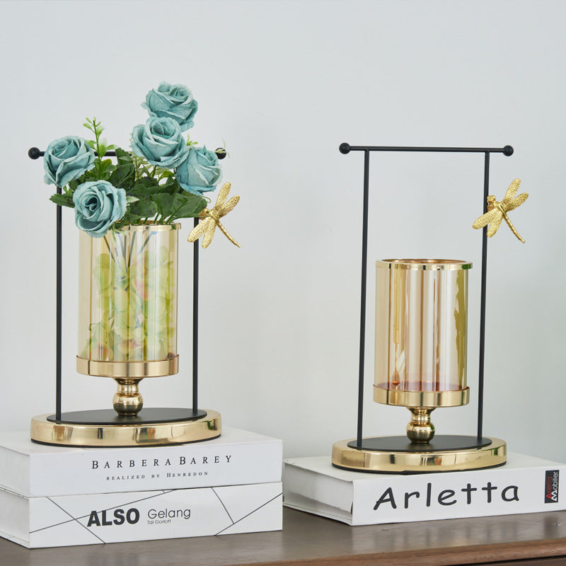 Anyhouz 29cm Candle Holder Flower Vase Tabletop Home Decor Modern Art Living Room Display House Decorative Crafts Ornaments with Metal Base-Tabletop Decor-PEROZ Accessories