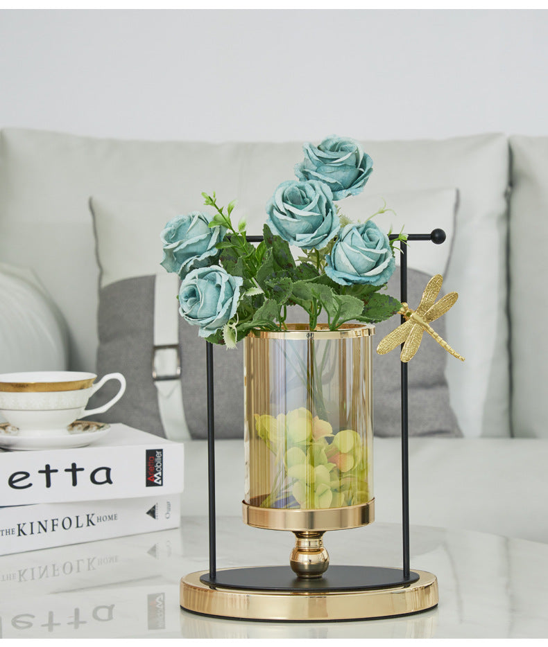 Anyhouz 29cm Candle Holder Flower Vase Tabletop Home Decor Modern Art Living Room Display House Decorative Crafts Ornaments with Metal Base-Tabletop Decor-PEROZ Accessories