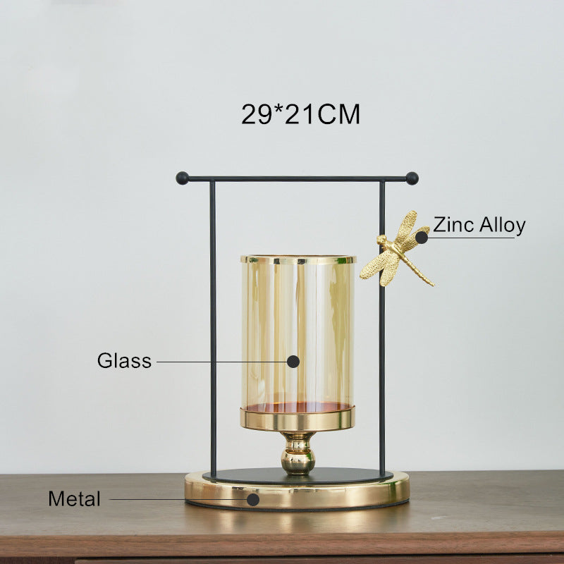 Anyhouz 29cm Candle Holder Flower Vase Tabletop Home Decor Modern Art Living Room Display House Decorative Crafts Ornaments with Metal Base-Tabletop Decor-PEROZ Accessories