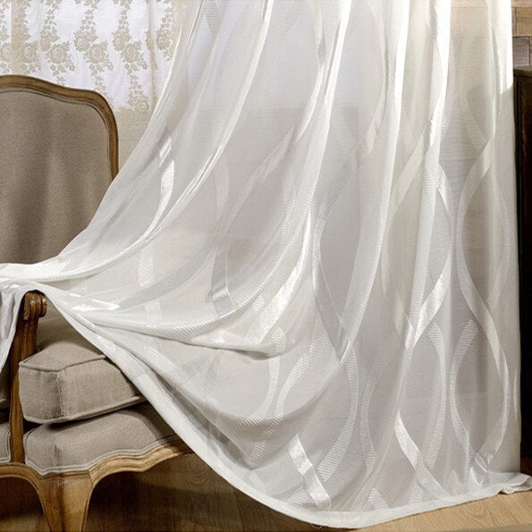 Anyhouz 100cm Curtains Plain White Modern Luxury Retro Style Texture for Living Room Bedroom Dining Fashion Decor-Curtains & Drapes-PEROZ Accessories