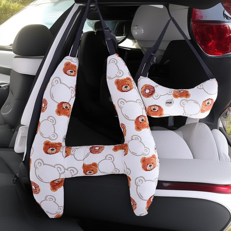 Anypack Car Travel Pillow Brown Bear 1 Set for Kids and Adult Neck Head Support H-Shape Travel Pillow-Neck Pillow-PEROZ Accessories