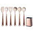 Anygleam Kitchen Utensils Non-stick Brown 6 Set Gold Plated Handle with Support Point and Storage Box Cooking Tool Accessories Heat Resistant Kitchenware-Spatula and Shovel-PEROZ Accessories