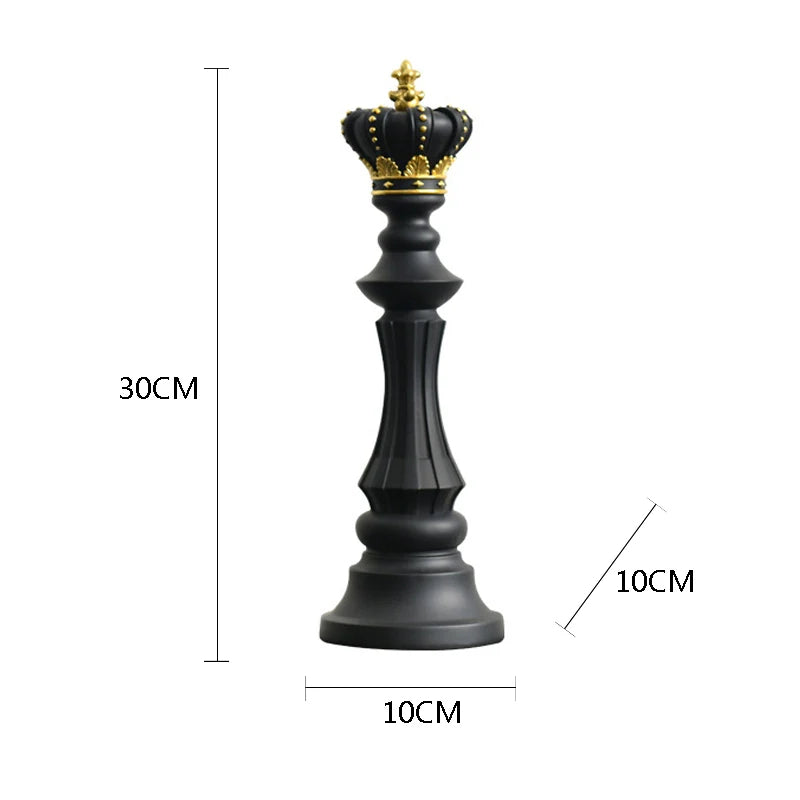 Anyhouz Home Figurine Chess Piece Black King Medium Resin for Living Room Desktop Decoration Accessories Gifts-Sculptures & Statues-PEROZ Accessories