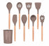 Anygleam Kitchen Utensils 8 Set Natural Beech Wooden Handle Cookware Tool with Storage Heat Resistant Non Stick Accessories-Spatula and Shovel-PEROZ Accessories
