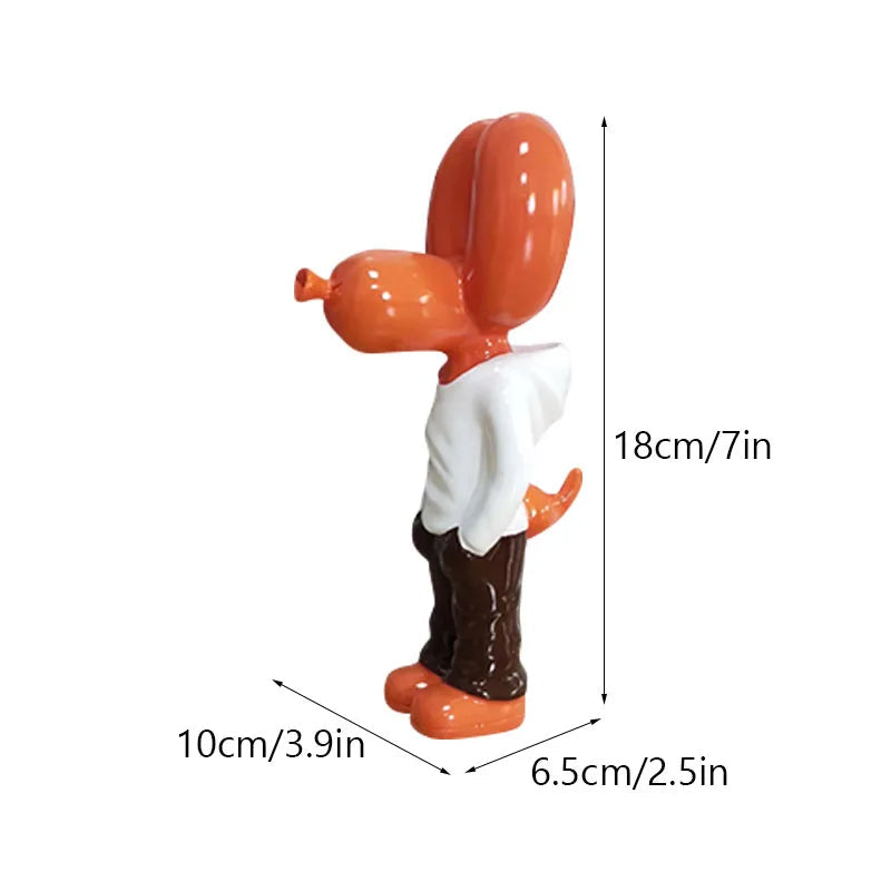 Anyhouz Home Figurine Balloon Dog Statue Orange 7inch Street Art Resin for Living Room Desktop Decoration Accessories Gifts-Sculptures & Statues-PEROZ Accessories