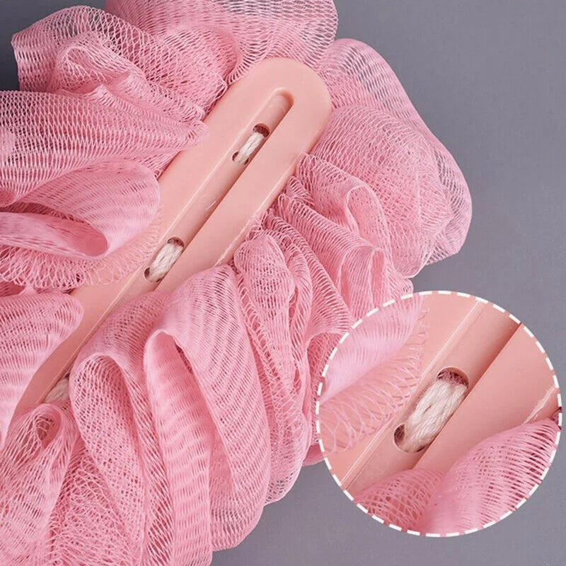 Anyhouz Long Handle Back Exfoliating Scrubber Sponge Pink Soft Mesh Exfoliating Bath Bubble Hanging Back Body Bath Shower-Bathroom and Toilet Accessories-PEROZ Accessories
