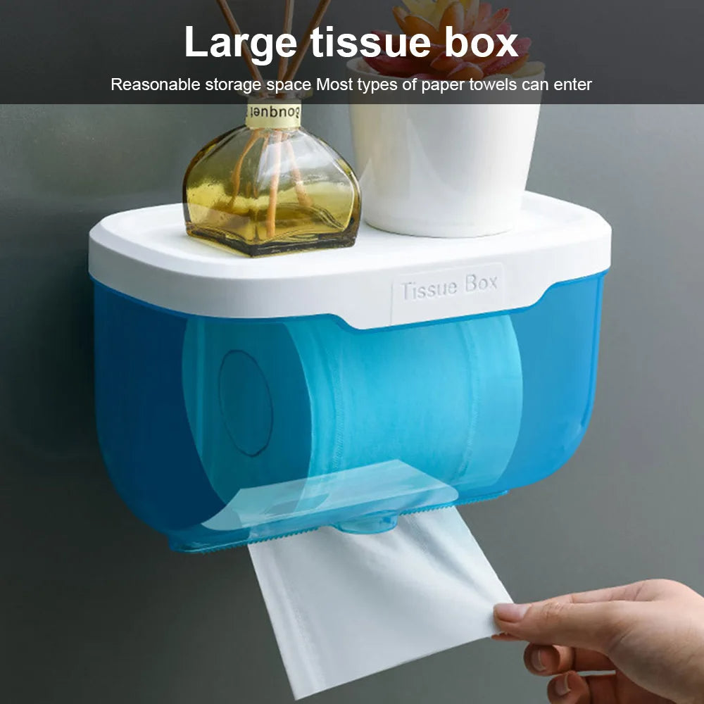 Anyhouz Paper Towel Dispenser Black Wall Mounted Storage Box Phone Rack Portable Toilet Paper Holders Waterproof Shelf Bathroom Organizer-Bathroom and Toilet Accessories-PEROZ Accessories