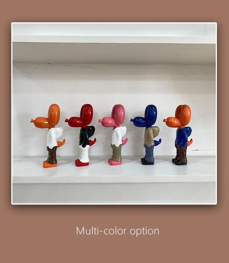Anyhouz Home Figurine Balloon Dog Statue Blue 7inch Street Art Resin for Living Room Desktop Decoration Accessories Gifts-Sculptures & Statues-PEROZ Accessories