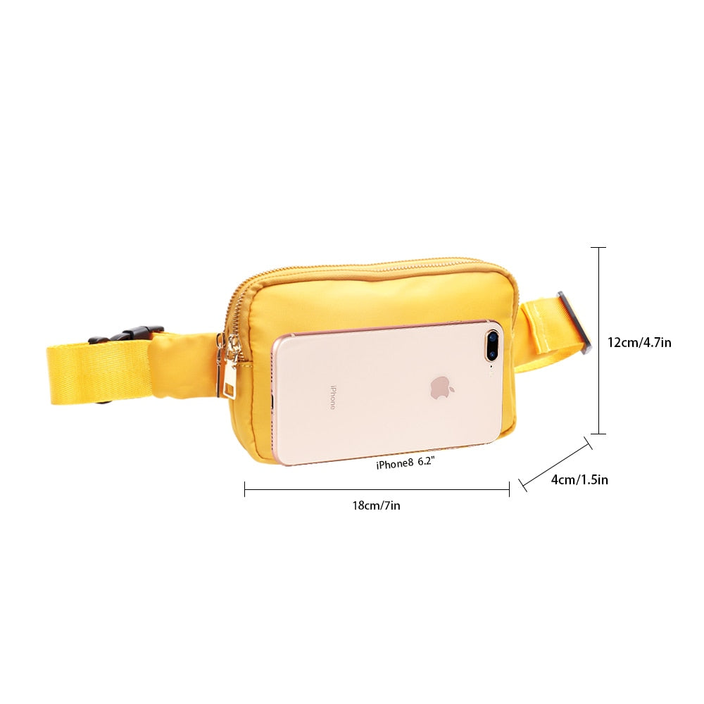 Anypack Waist Bag Yellow Dual Zipper Crossbobdy Belt Bag with Adjustable Strap-Travel Bag-PEROZ Accessories
