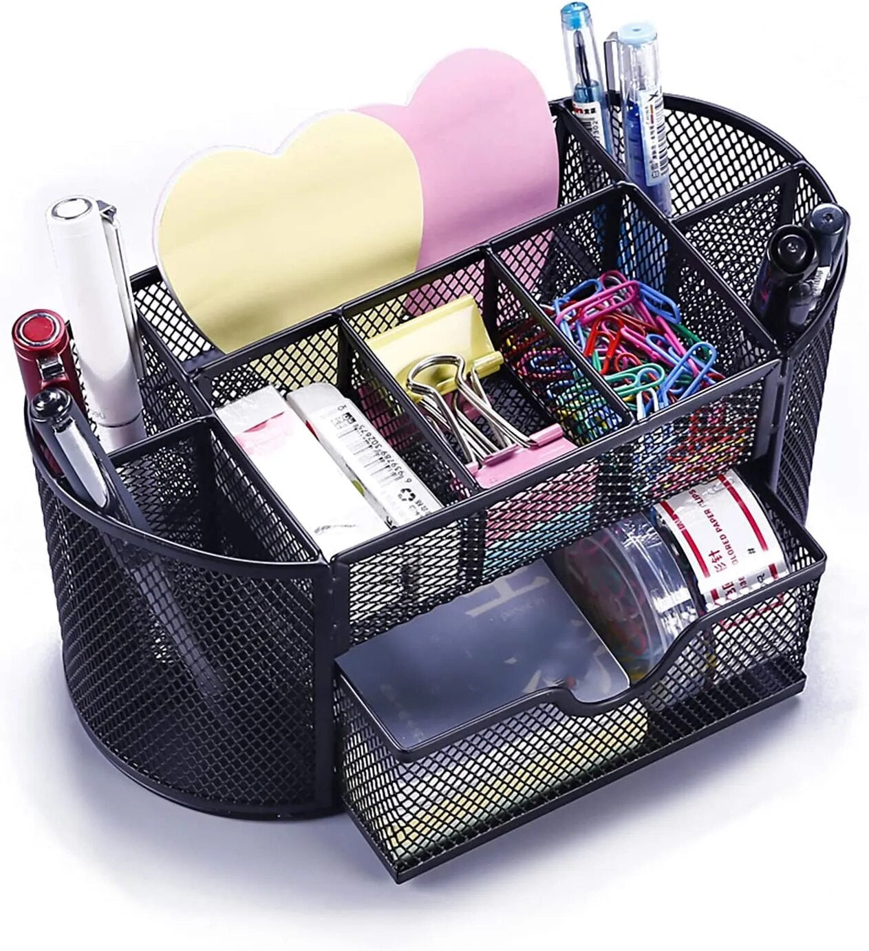 AnyCraft Light Green Metal Mesh Stationery Storage Organizer with Large Capacity Compartments for Office and School Supplies-Organizers-PEROZ Accessories