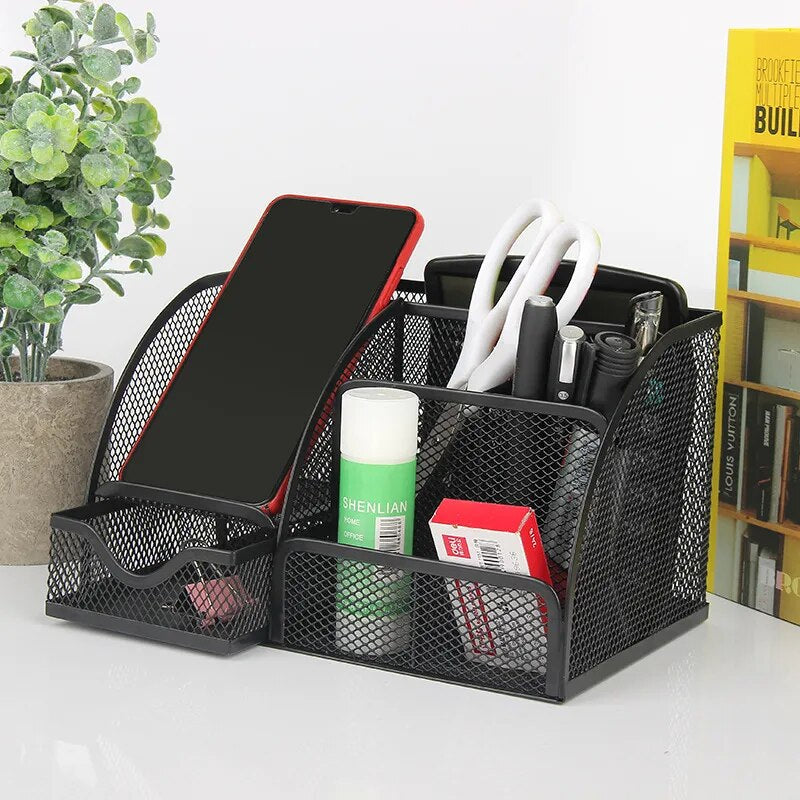 AnyCraft Light Green Mesh Stationery Storage Organizer with Compartments for Office and School Supplies-Organizers-PEROZ Accessories