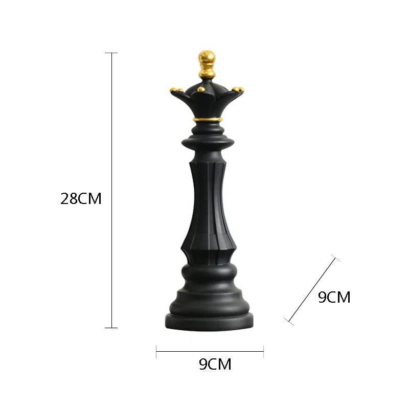 Anyhouz Home Figurine Chess Piece Black Queen Medium Resin for Living Room Desktop Decoration Accessories Gifts-Sculptures & Statues-PEROZ Accessories