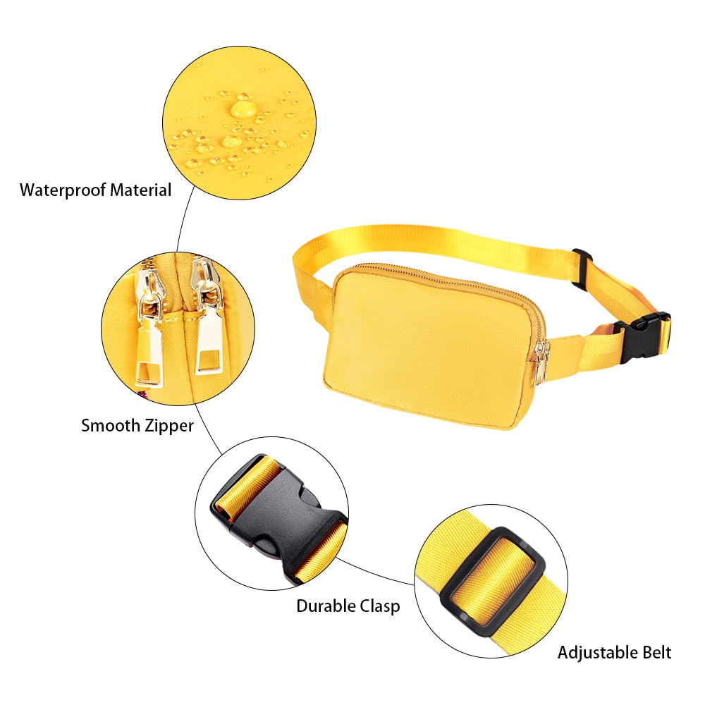 Anypack Waist Bag Yellow Dual Zipper Crossbobdy Belt Bag with Adjustable Strap-Travel Bag-PEROZ Accessories