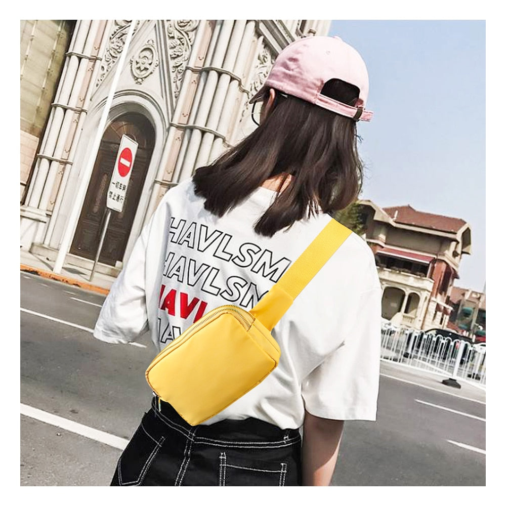 Anypack Waist Bag Yellow Dual Zipper Crossbobdy Belt Bag with Adjustable Strap-Travel Bag-PEROZ Accessories